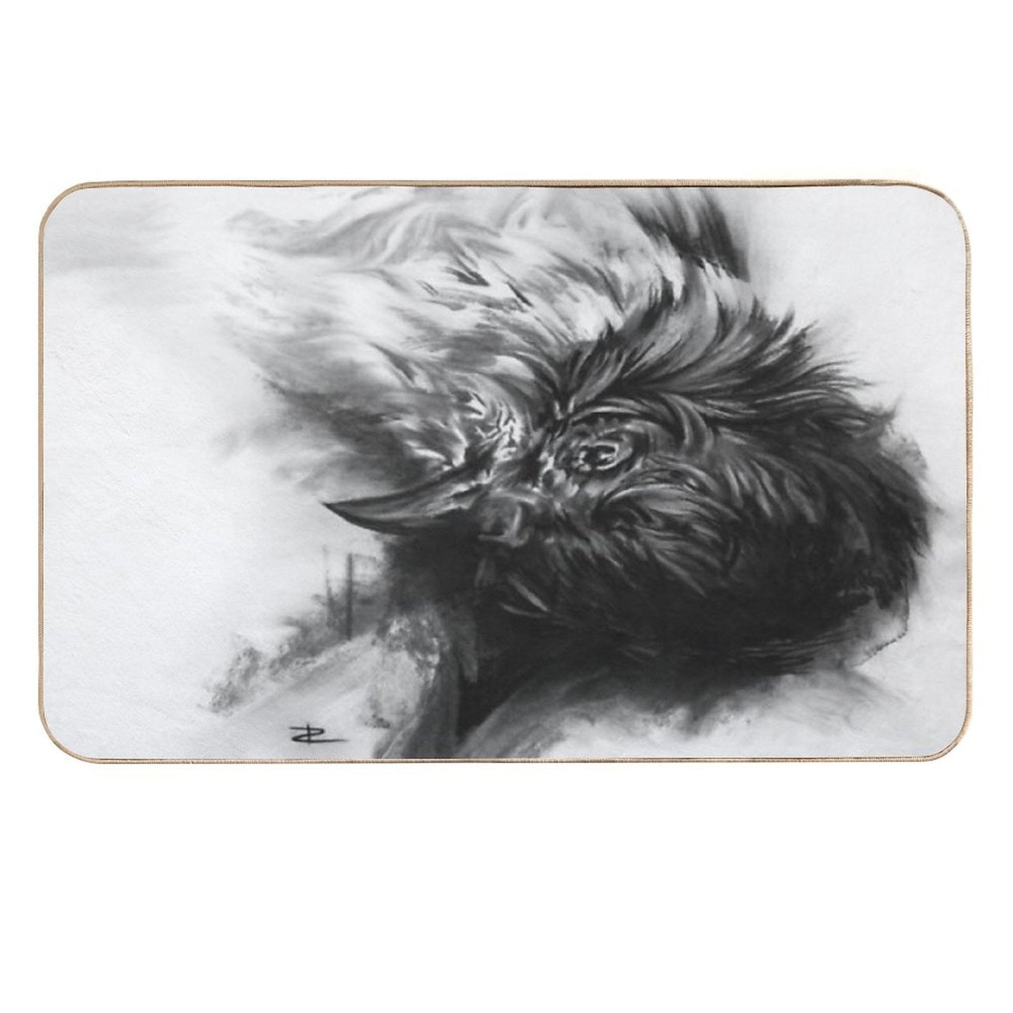 Senescent 4 - Charcoal Drawing Anti-Trip Bath Mat