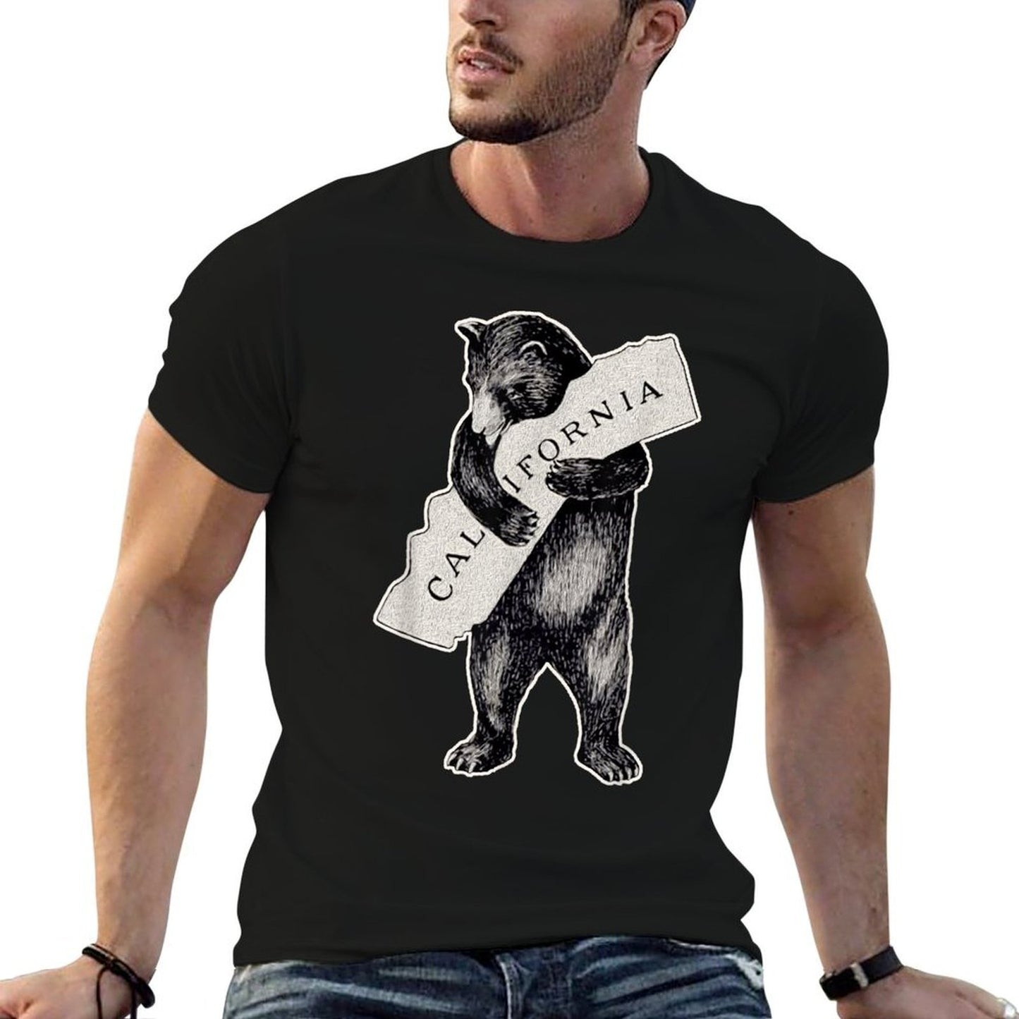 I Love California Art-Retro Vintage Cali Pride Bear Stretchy T-Shirt