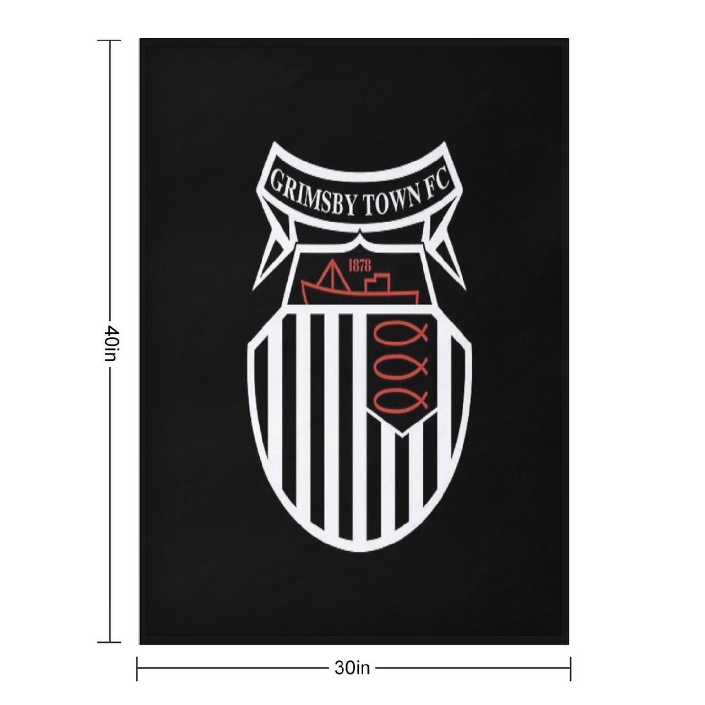 GTFC Est 1878, Premier, Black And White, Basic Logo, Grimsby Town Shrink-resistant Throw Blanket