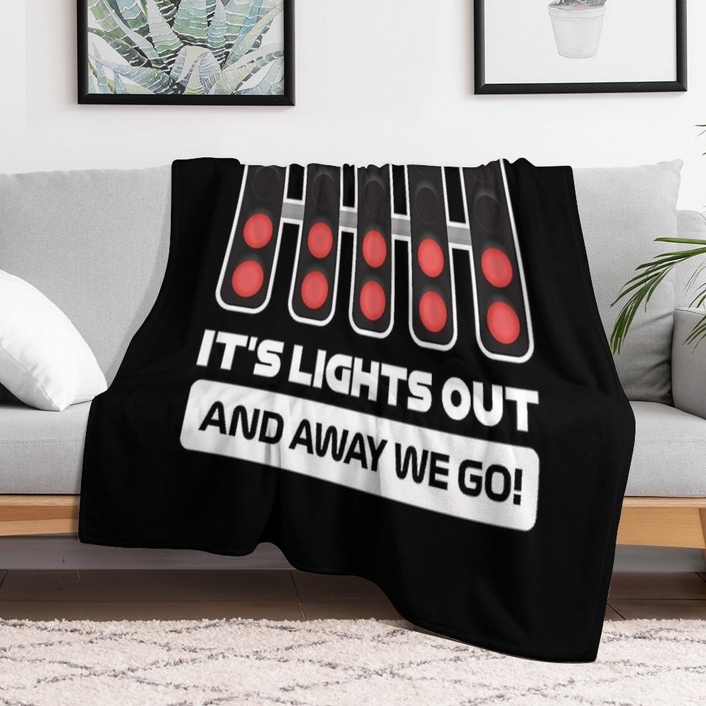 It's Lights Out And Away We Go! - Version 2 (White) Premium Throw Blanket