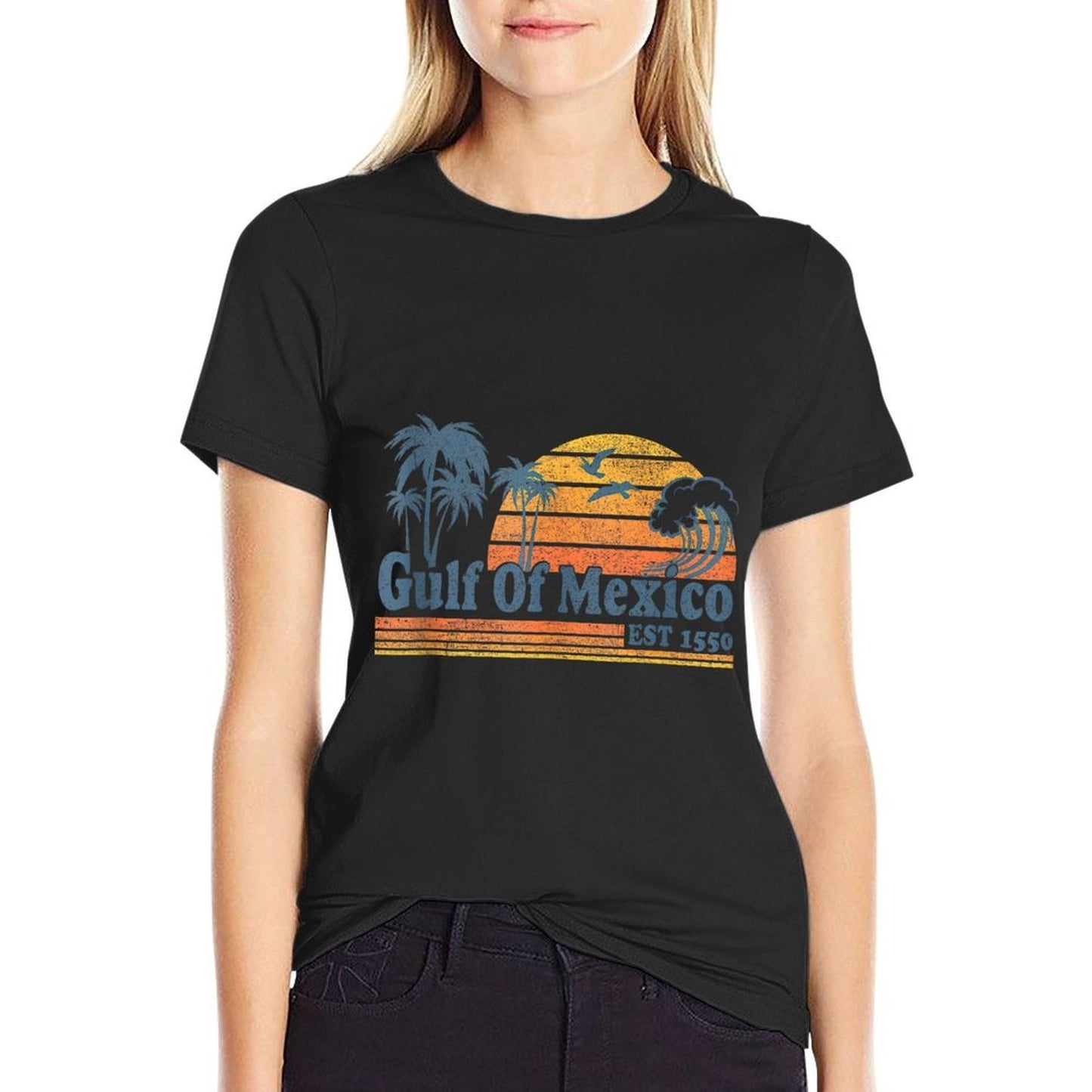 Gulf of Mexico Est 1550 Retro Vintage Beach Gulf of Mexico Stretchy T-Shirt