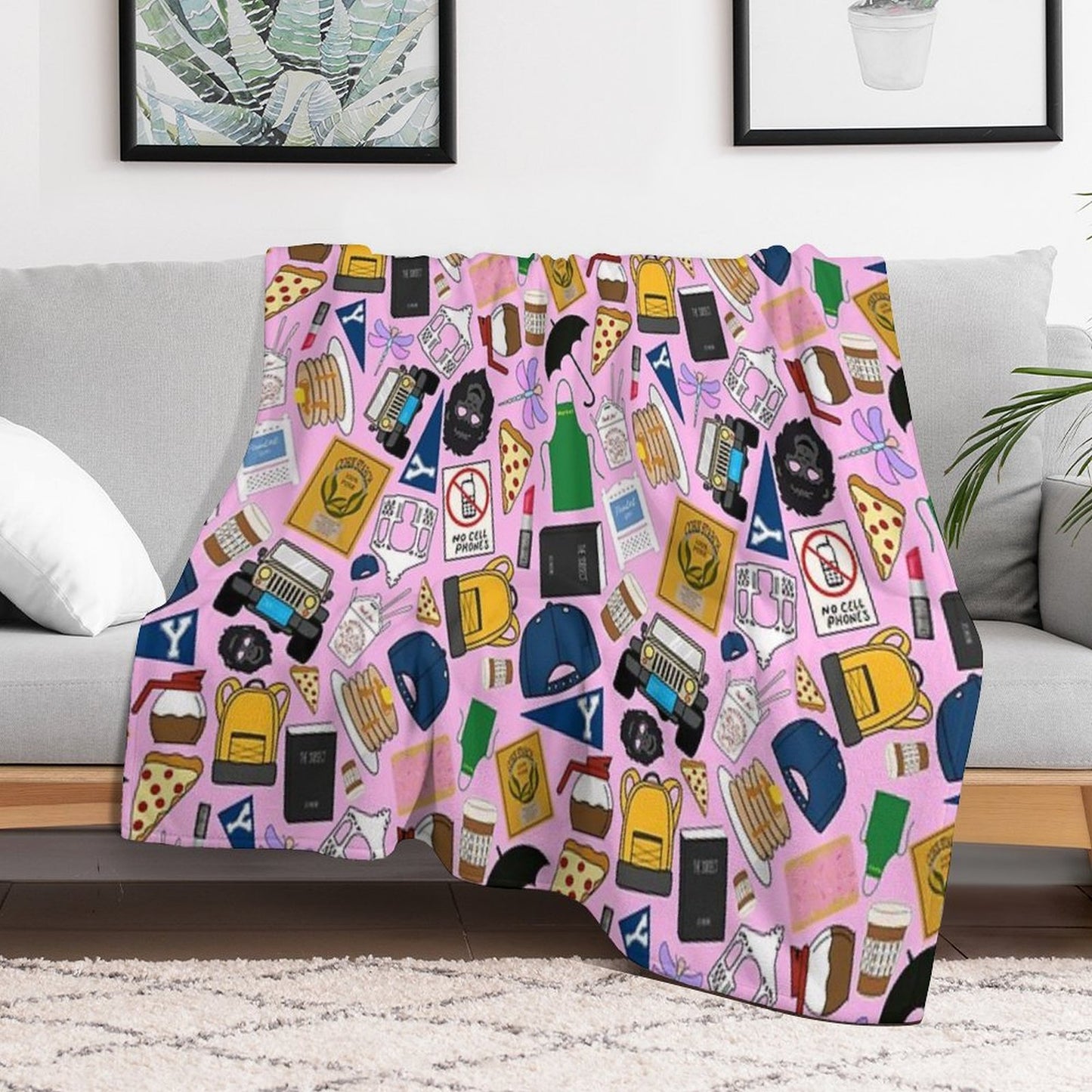 Ultimate Fan Pattern Icons All Over Print Pink Pack Sustainable Throw Blanket