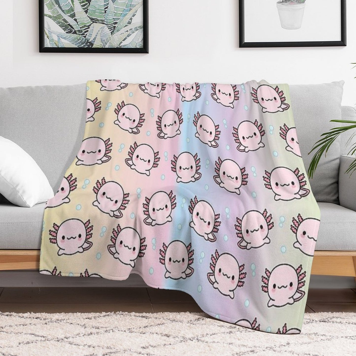 Cute Axolotl Premium Throw Blanket