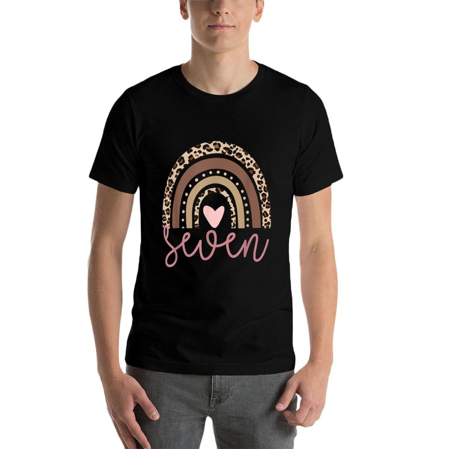 7 Year Leopard Birthday Party Numbers Family Seven Year Old Moisture-wicking T-Shirt