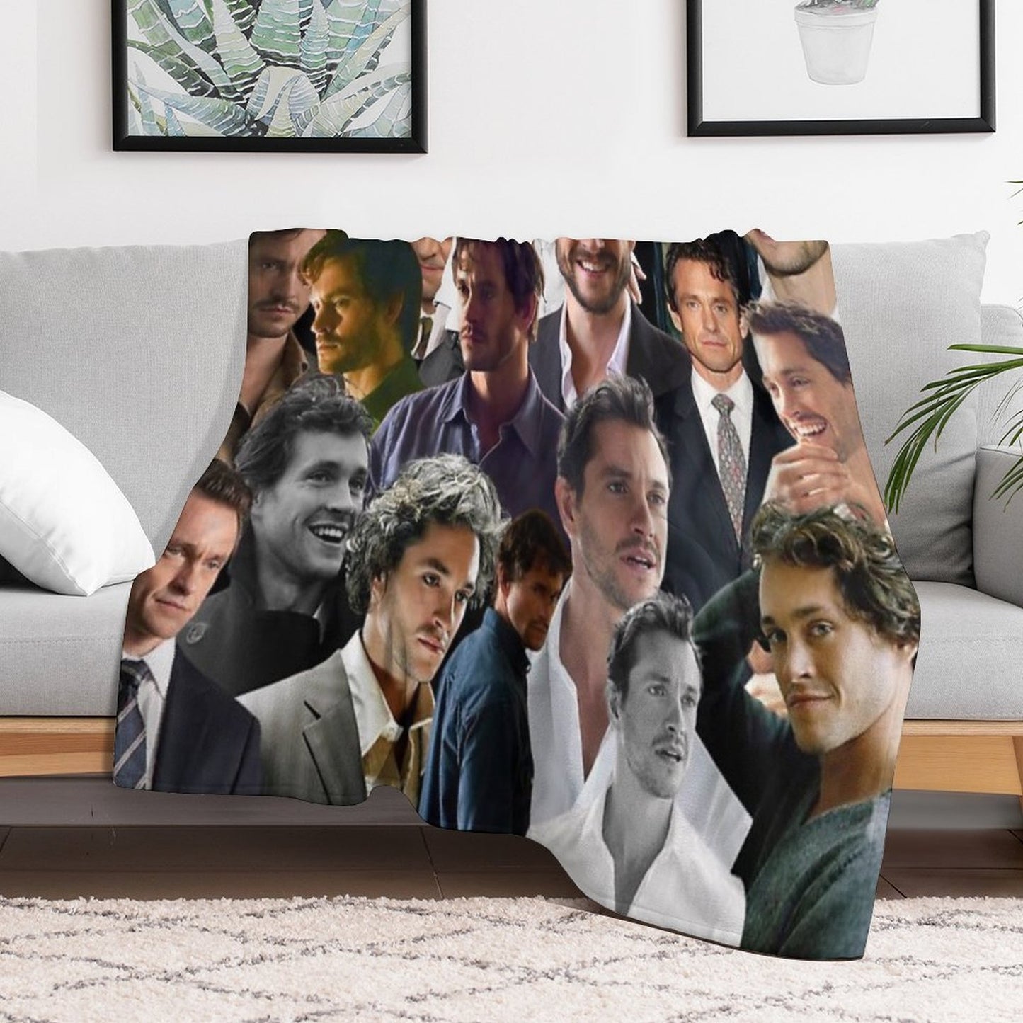 Hugh Dancy Photo Collage Velvety-soft Throw Blanket
