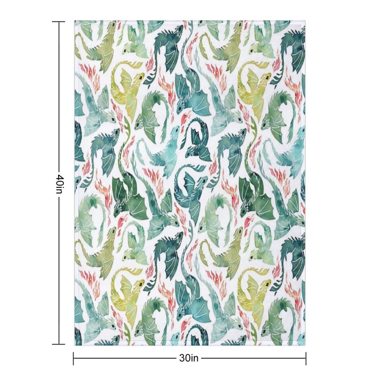 Dragon Fire Turquoise & Green Gift-ready Throw Blanket
