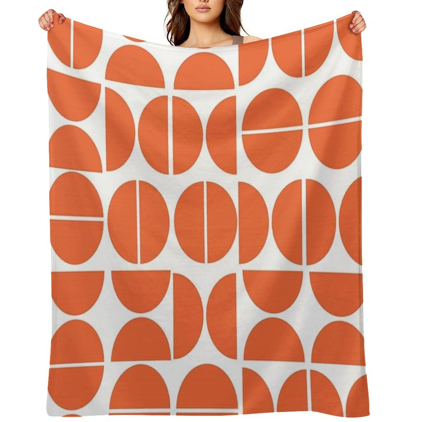 Mid-Century Modern Geometric Orange All-season Throw Blanket