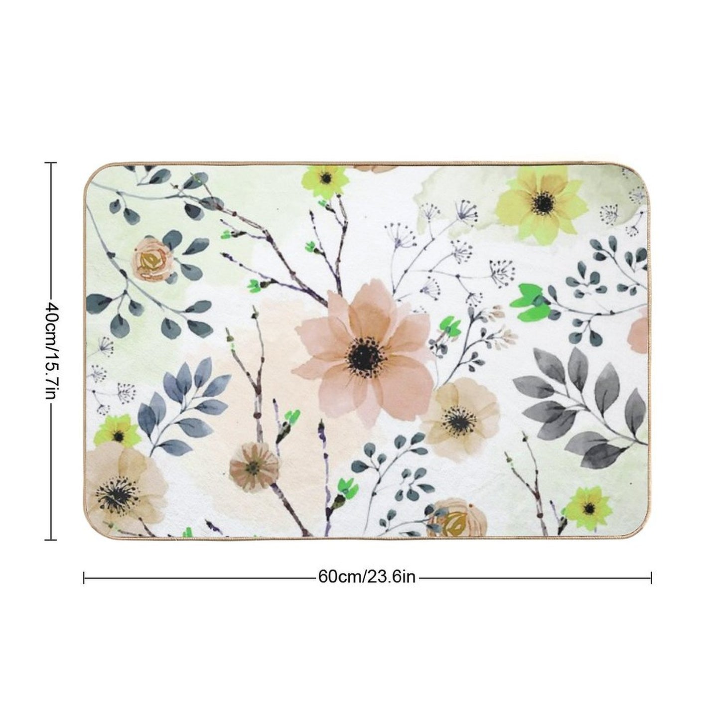 Watercolor Flowers III (different Flowers) Fade-Resistant Bath Mat