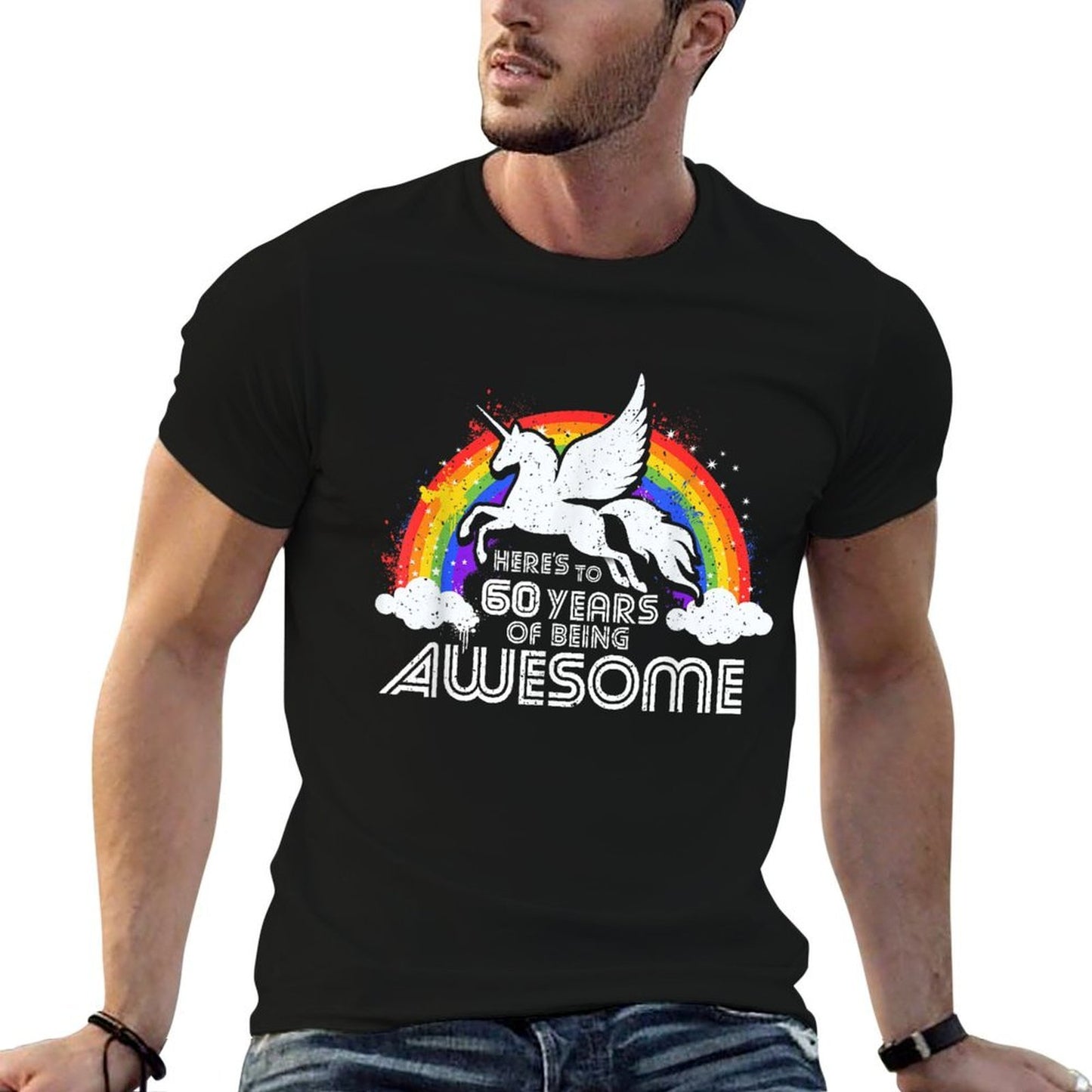 60 Years Of Being Awesome Unicorn Rainbow 60th Birthday Quick-drying T-Shirt