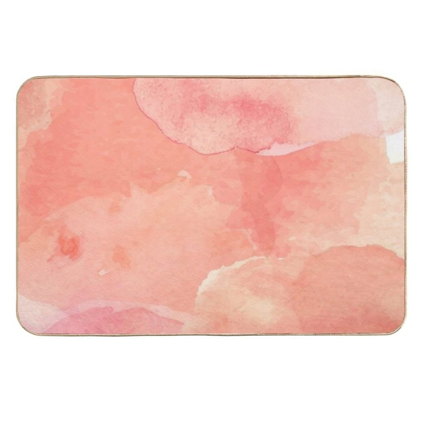 Peach Watercolor Painted Clouds Anti-Trip Bath Mat