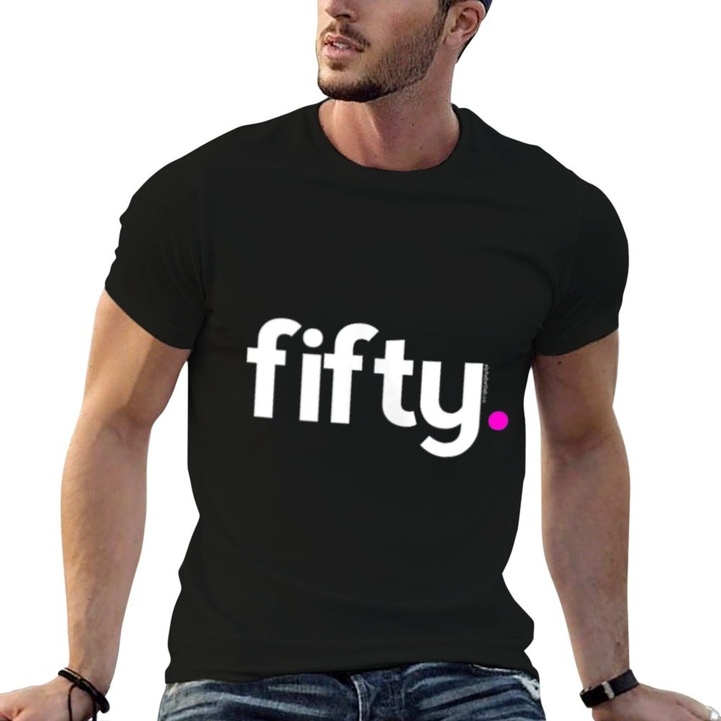 50th Birthday Gift Ideas for Her Women Fifty Design Pink Polyester Blend T-Shirt