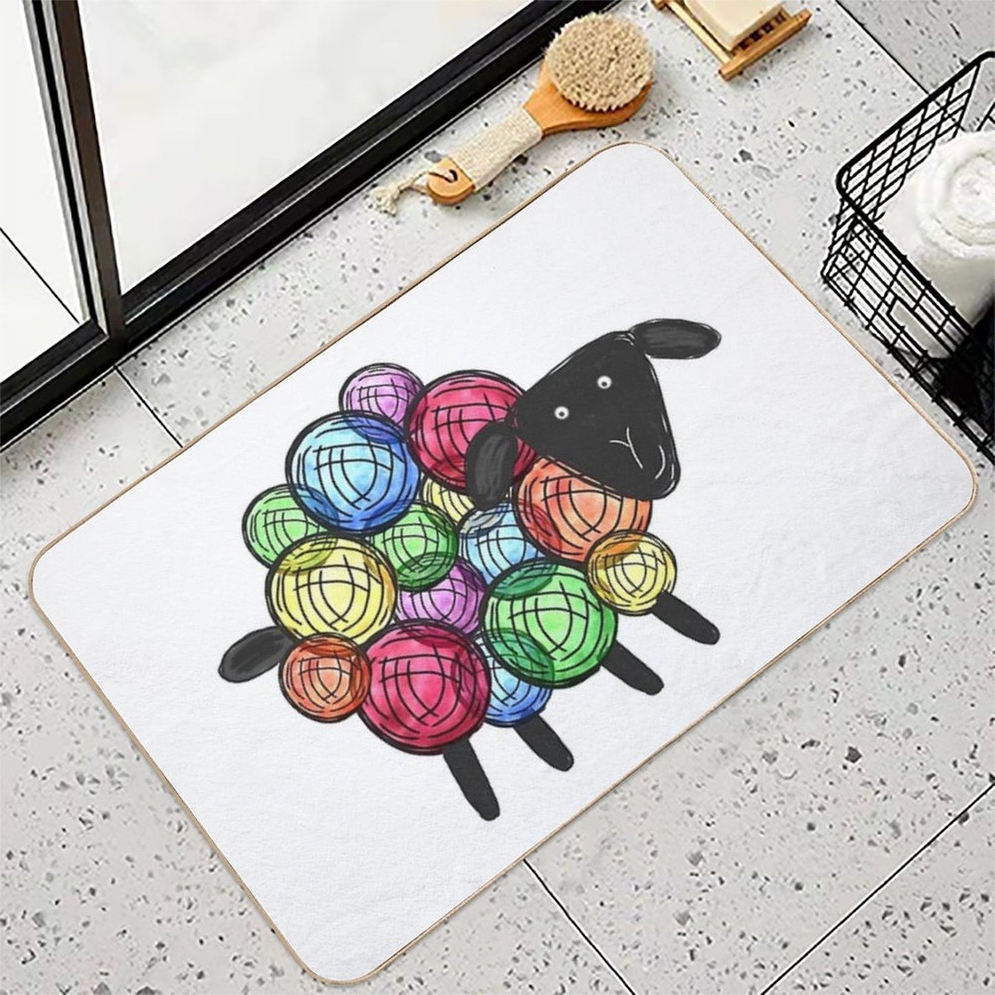 Rainbow Sheep Non-Slip Bath Mat