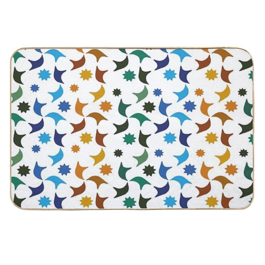 Abstract Geometric Tessera of The Alhambra in Granada Arab Art  Absorbent Bath Mat