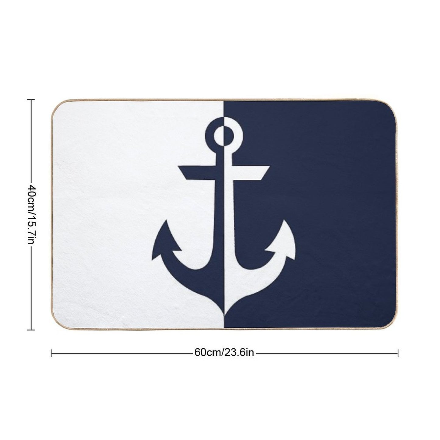 Nautical White And Navy Blue Anchor Absorbent Bath Mat