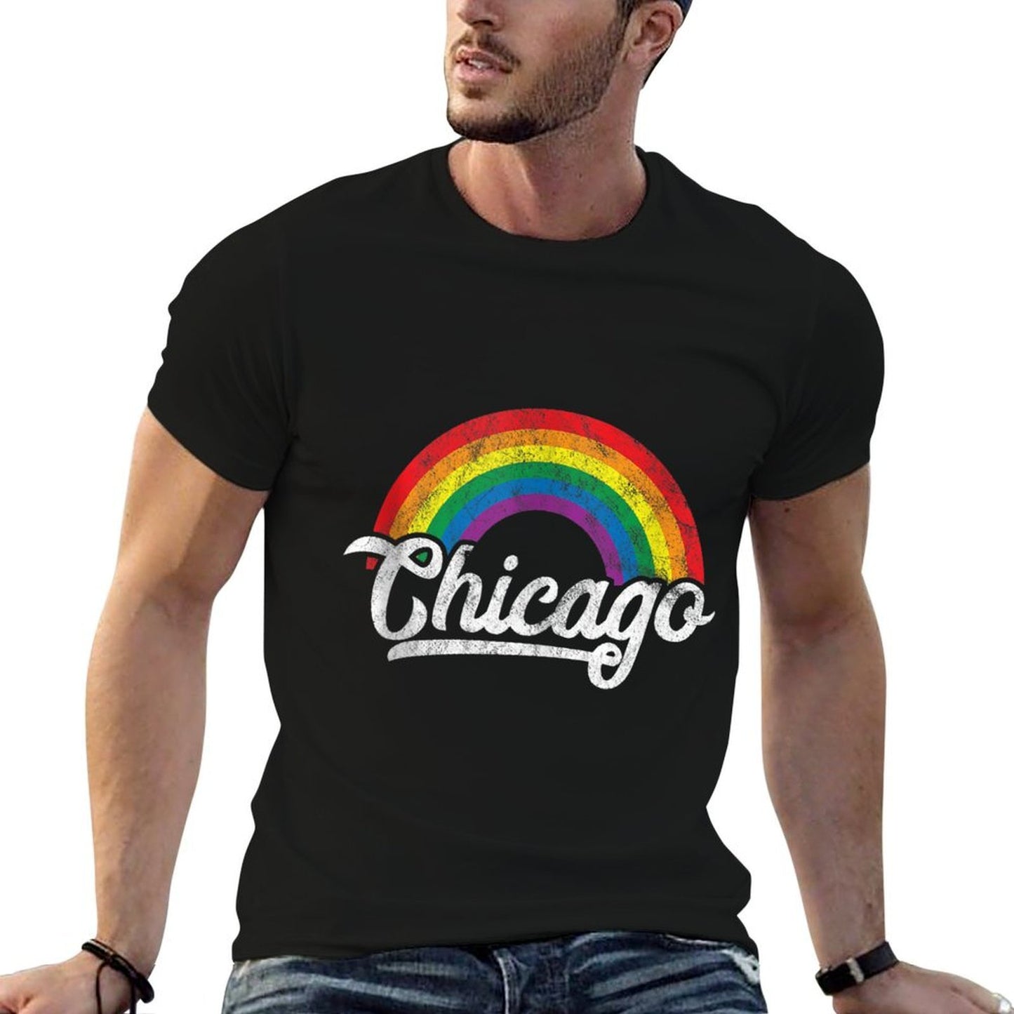 Chicago Rainbow LGBT Gay Pride Wrinkle-resistant T-Shirt