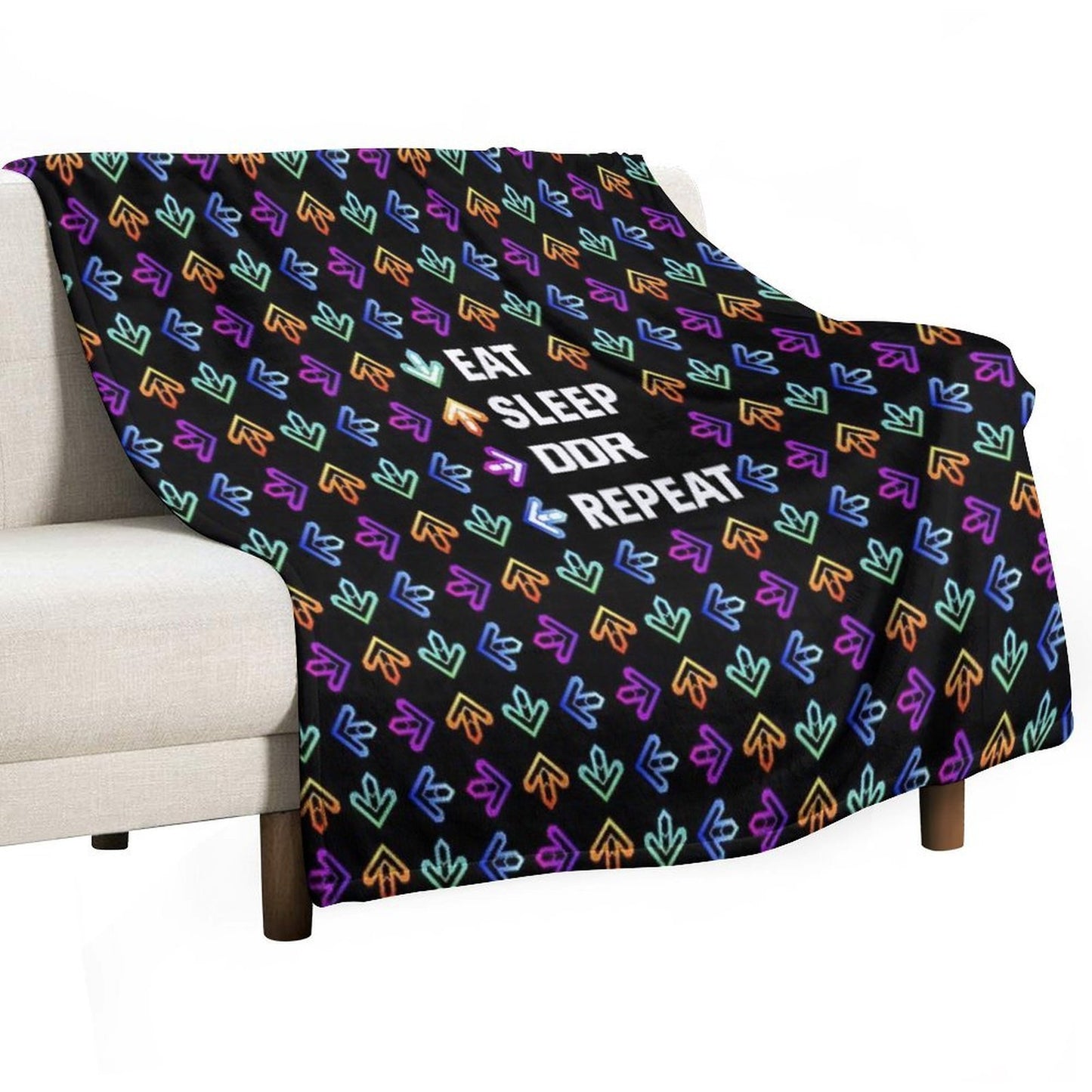 Eat. Sleep. DDR. Repeat. - White Machine-washable Throw Blanket