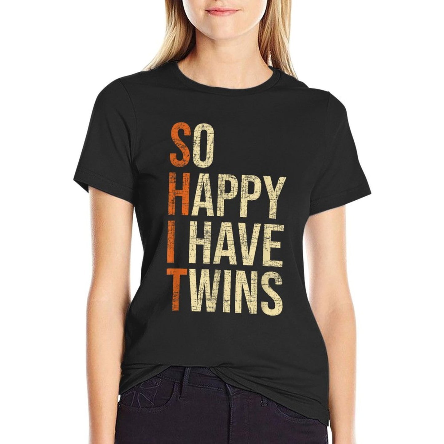So Happy I Have Twins - Twin Dad Father Mother Of Twins High-quality Stitching T-Shirt