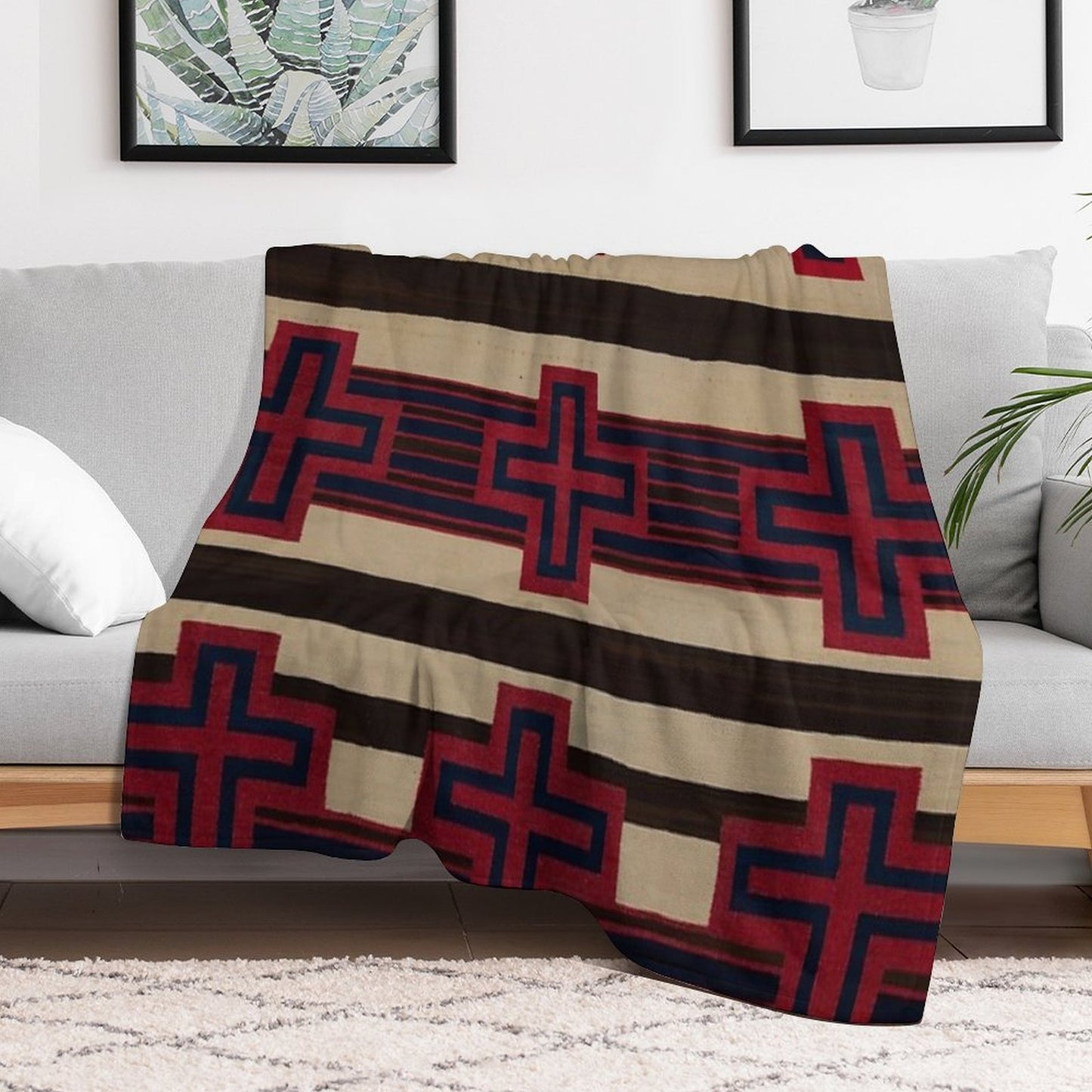 Indigenous Designs VI Chief's Blanket Navajo Weavings Travel-friendly Throw Blanket