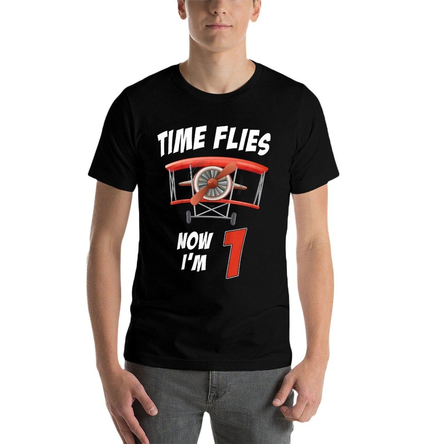 Kids 1 Year Old Birthday Time Flies Airplane Lover Pilot Crew Moisture-wicking T-Shirt