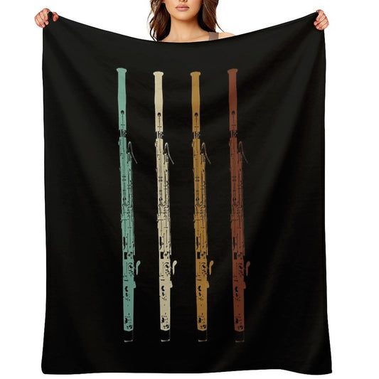Retro Vintage Bassoon Gift Bassoonist Band Bassoon Player Velvety-soft Throw Blanket