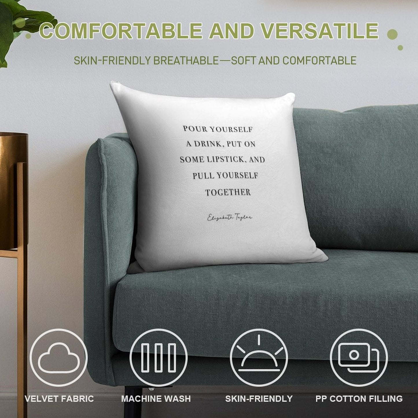 Pour Yourself A Drink, Put on Some Lipstick Soft Easy Maintenance Throw Pillow