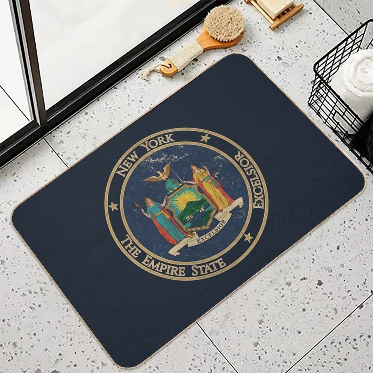 Vintage New York USA United States of America American State Flag Dirt-Trapping Bath Mat