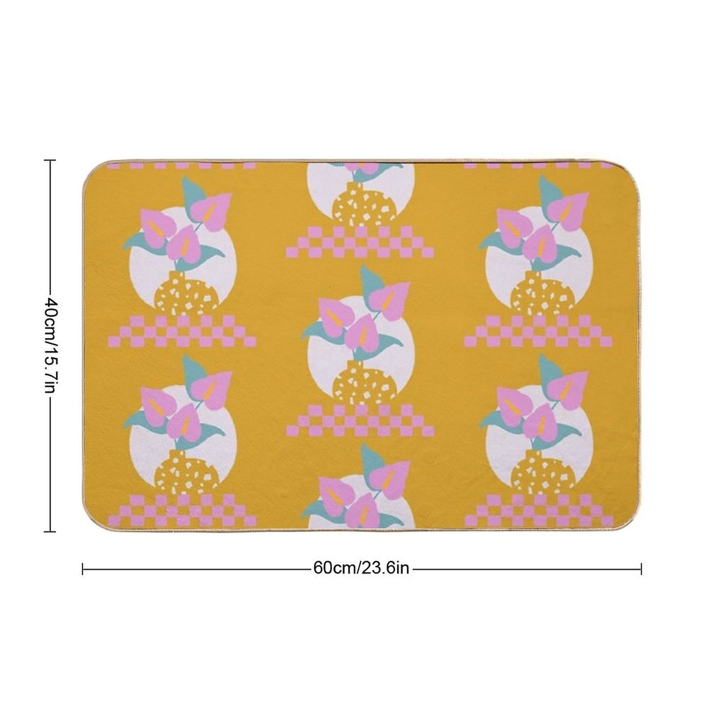 Anthurium Plant & Terrazzo Vase Fade-Resistant Bath Mat