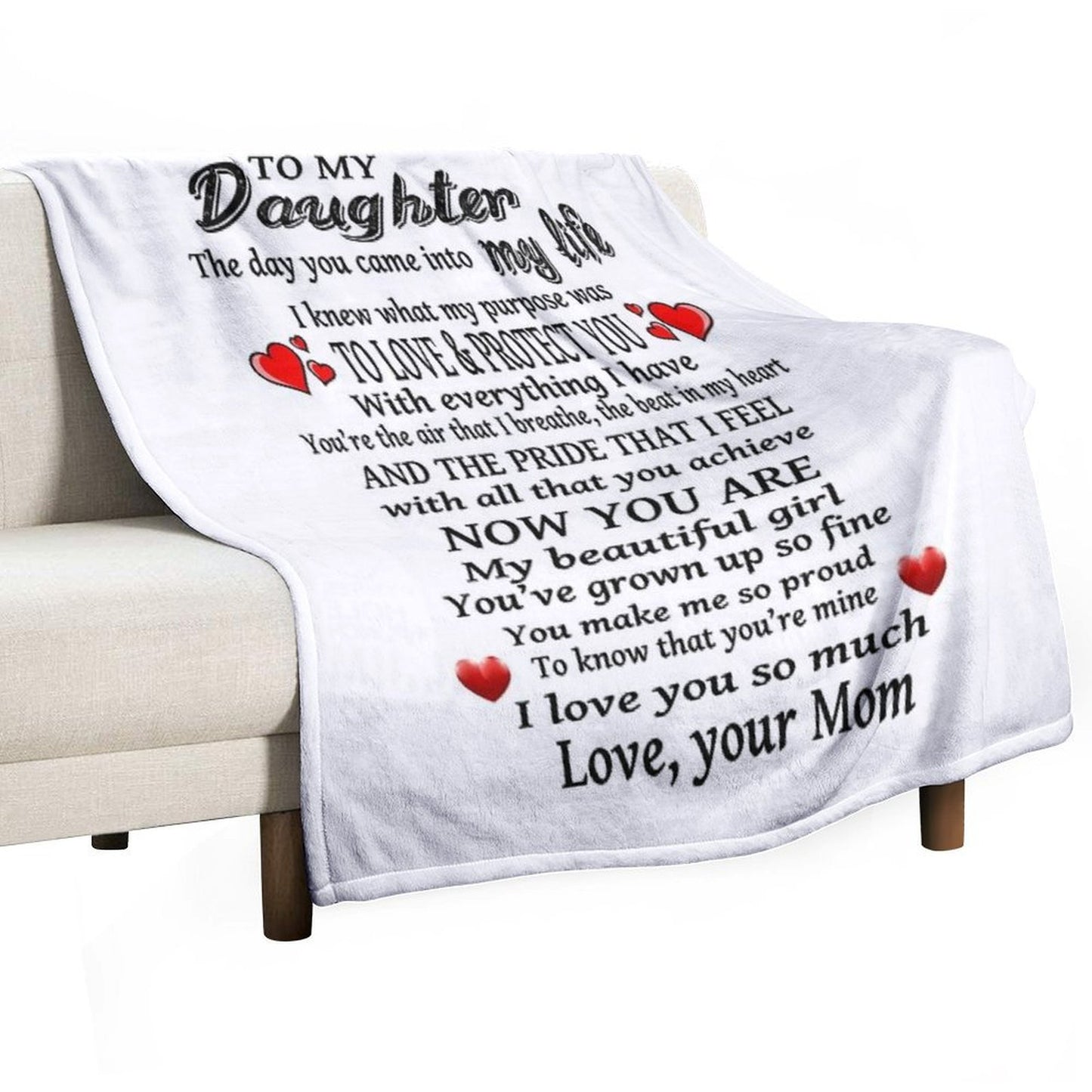 To My Daughter Love Design Multi-functional Throw Blanket
