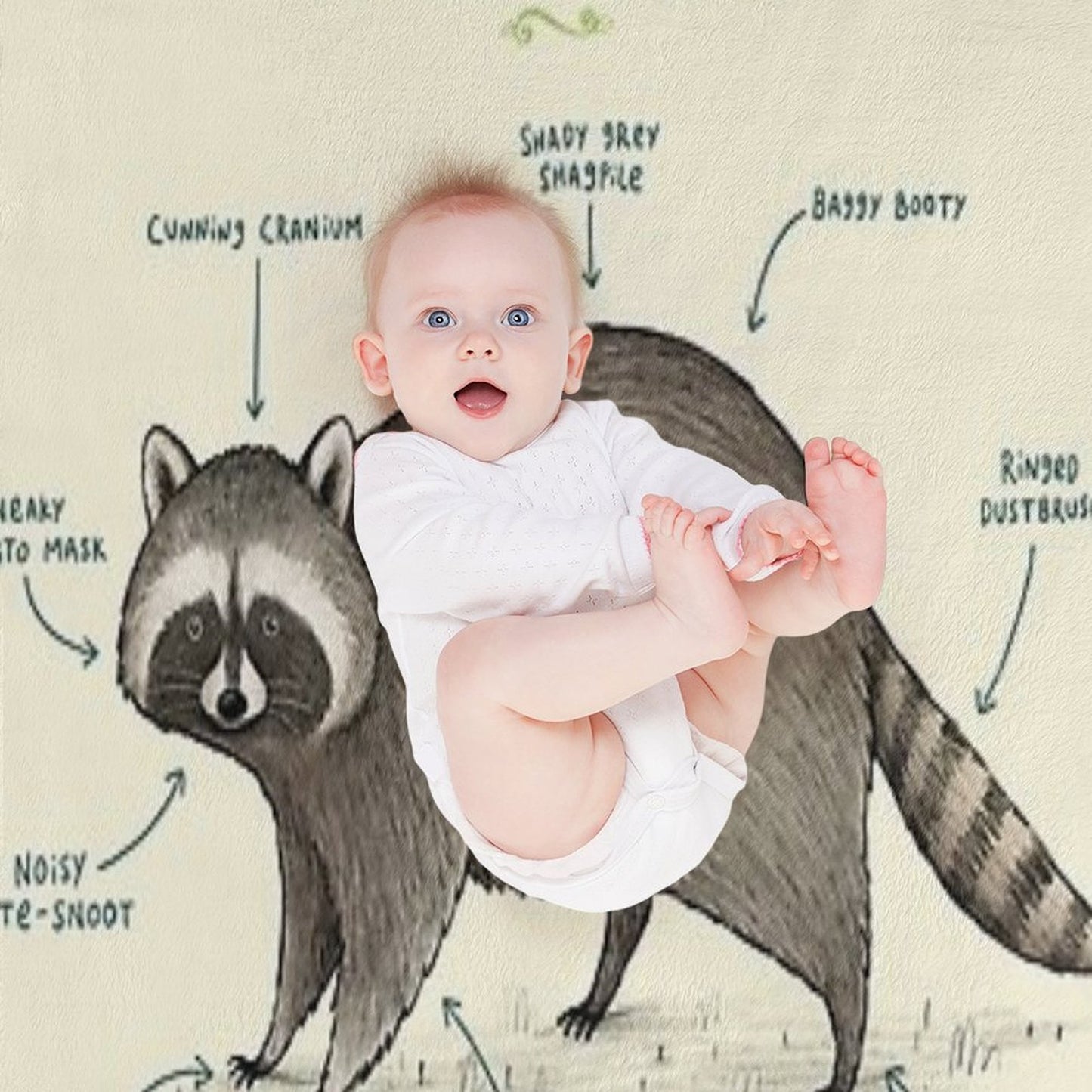 Anatomy of A Raccoon Anti-pilling Throw Blanket