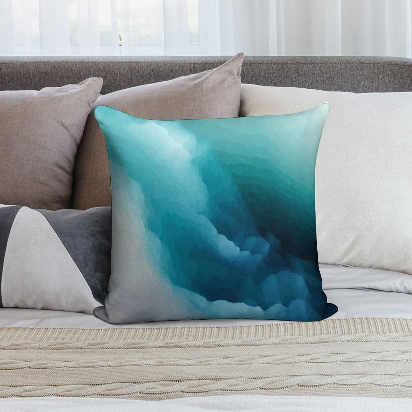 “Inner Calm” Turquoise Modern Abstract Soft Anti-Pilling Throw Pillow