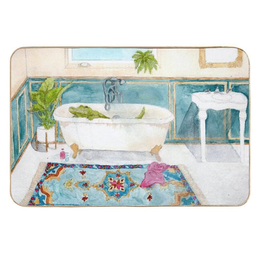 Gator in Bathtub  Odorless Bath Mat