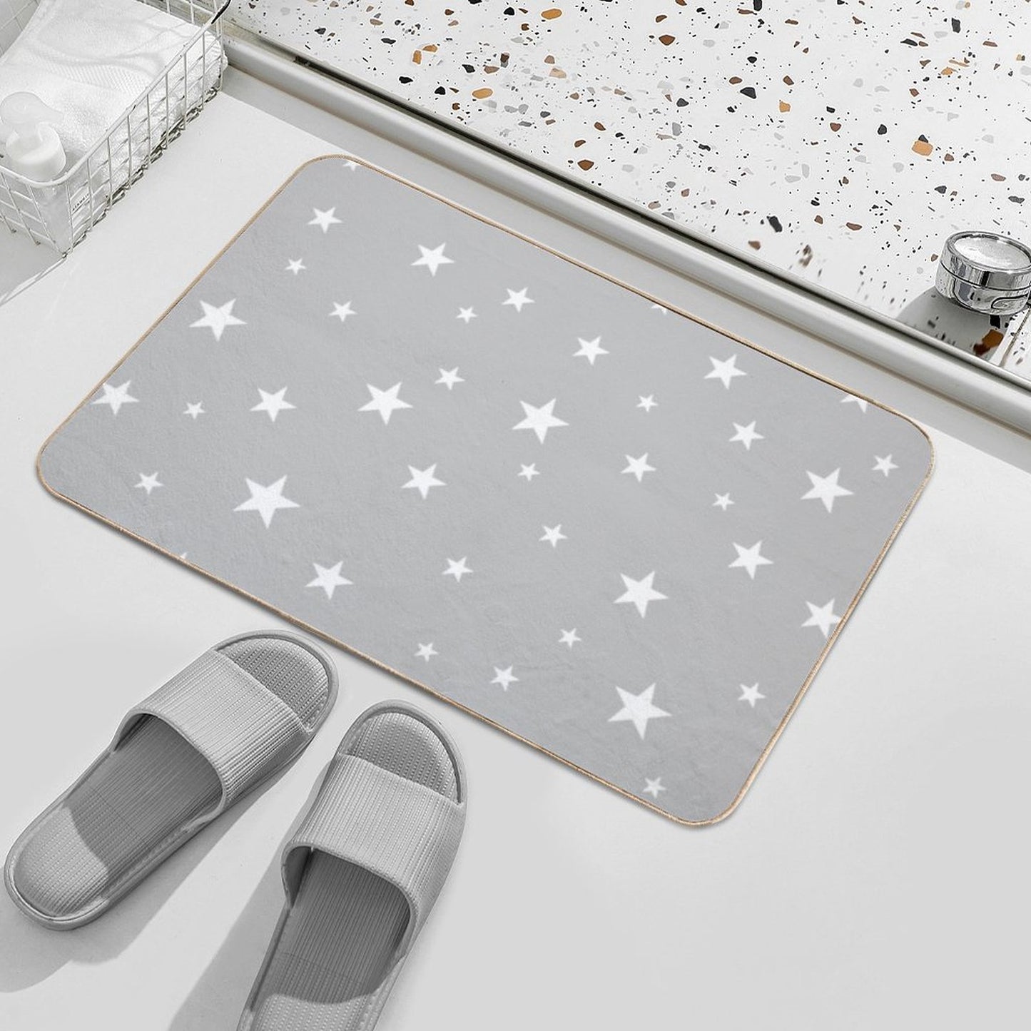Stars on Grey Rapid-Drying Bath Mat