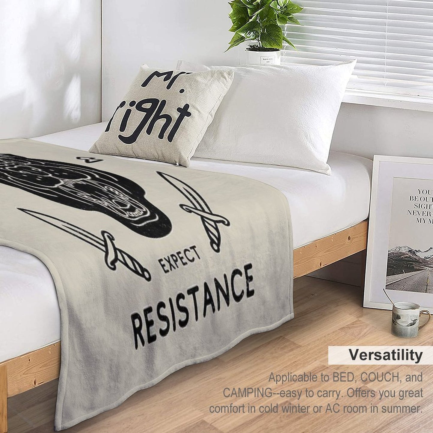 Black Panther - All Power to The People - Expect Resistance HBCU Black Owned BLM Black Lives Matter Original Art Pillowcase Easy Care Throw Blanket
