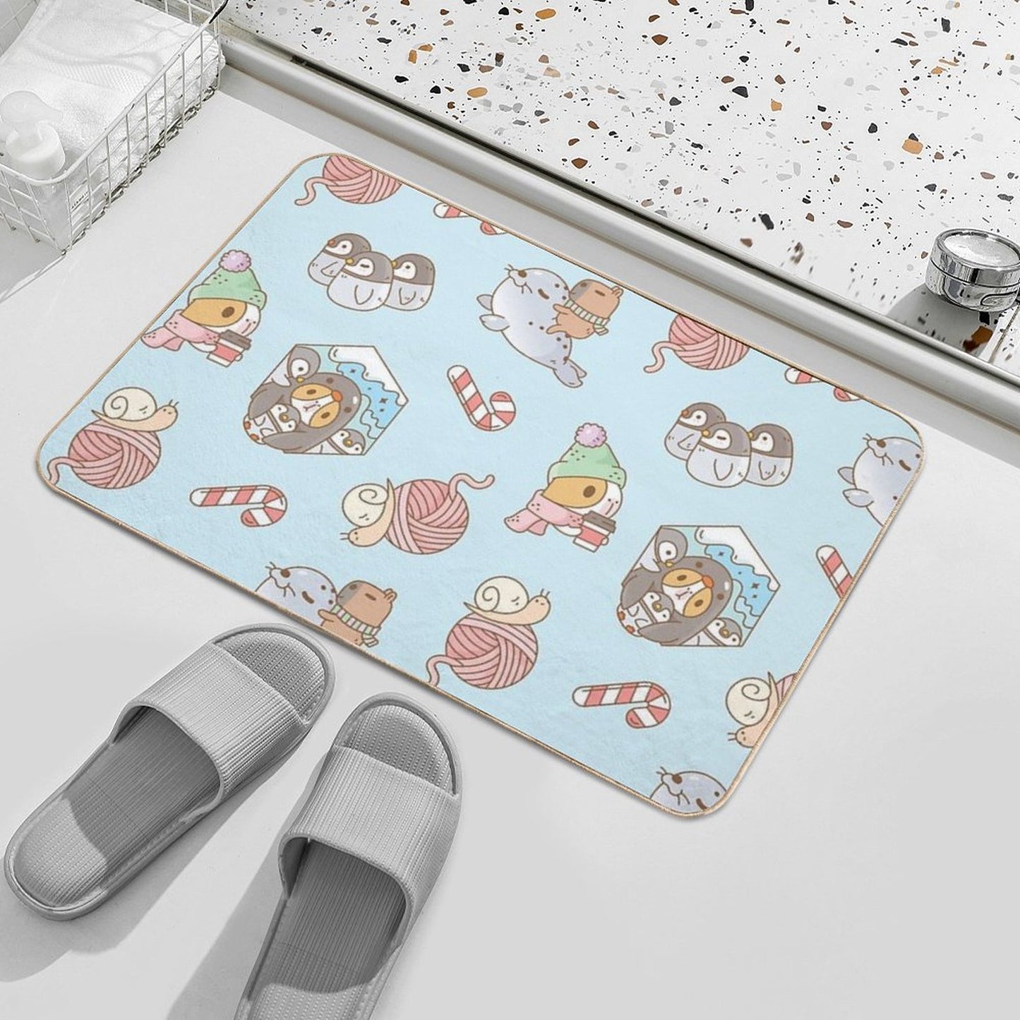 Bubu The Guinea Pig, South Pole Holiday Durable Bath Mat