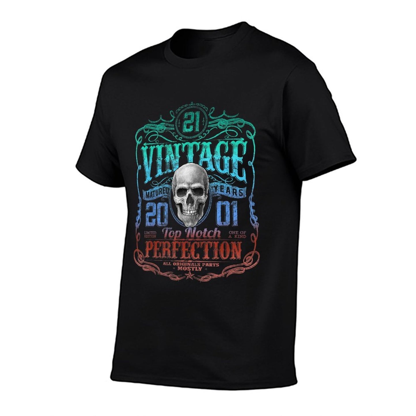 Vintage 2001 Limited Edition 2001 21 Years Old 21st Birthday Ribbed Collar T-Shirt