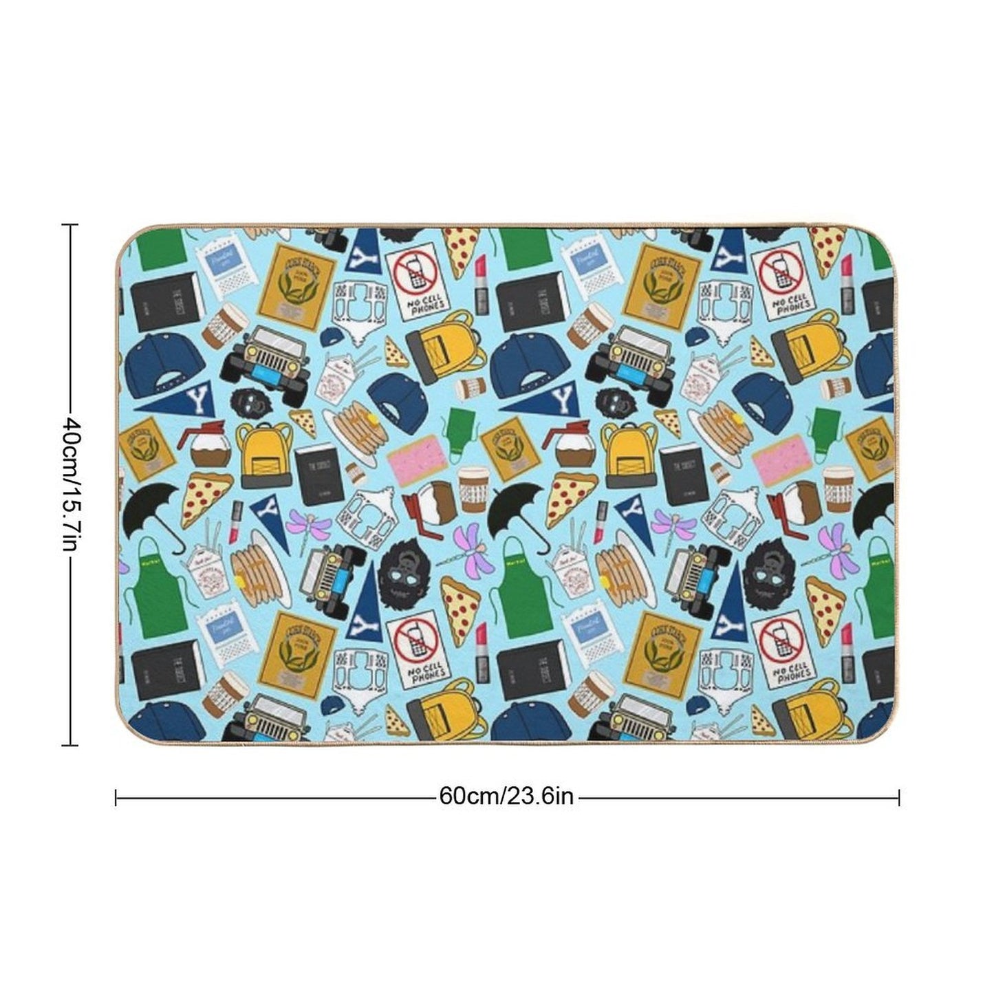 Ultimate Fan Pattern Icons All Over Print Blue Pack Anti-Trip Bath Mat