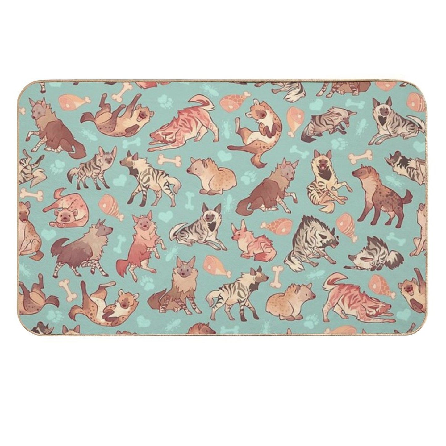 Hyenas in Minty Dirt-Trapping Bath Mat