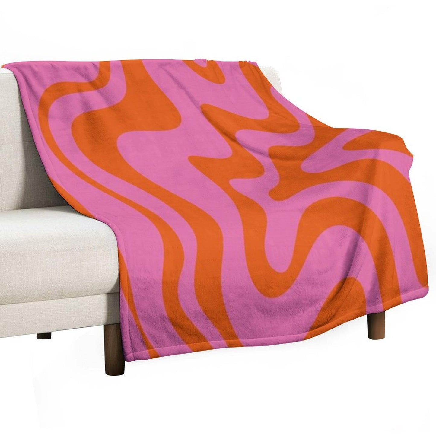Retro Liquid Swirl Abstract Pattern Hot Pink And Bright Red Orange Lightweight Throw Blanket