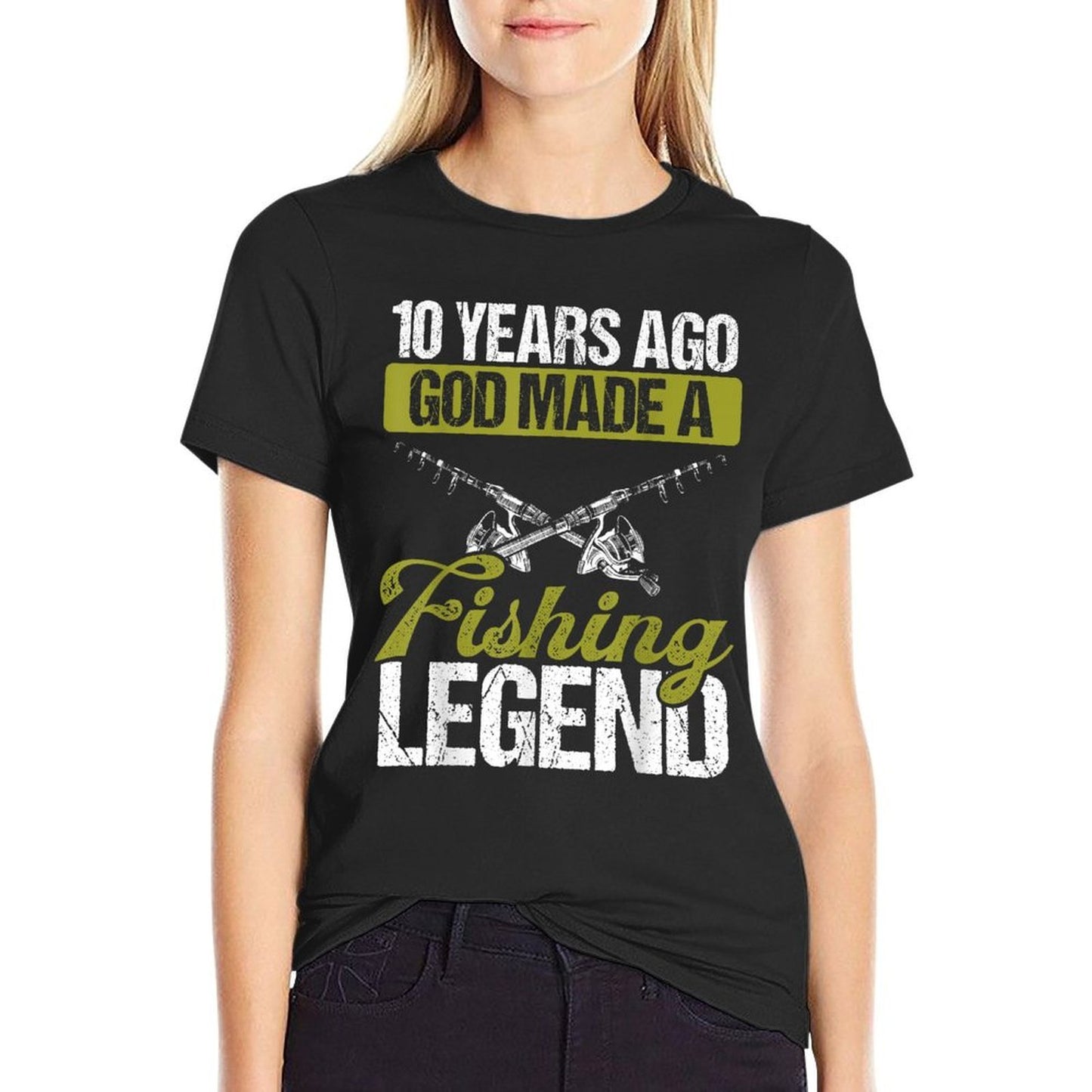 10 Year Old Fishing Legend Rod 10 Birthday Fisherman Vintage-inspired T-Shirt