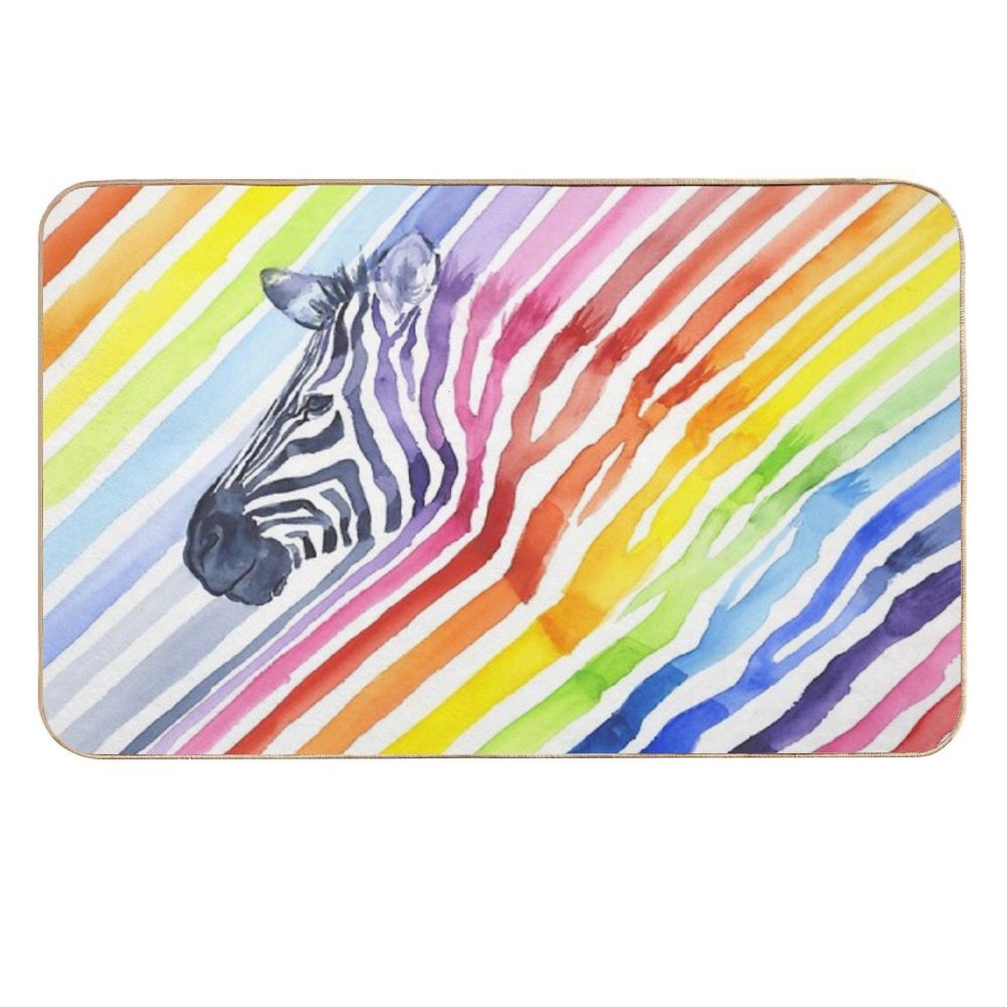 Rainbow Zebra Stripes Easy To Clean Bath Mat