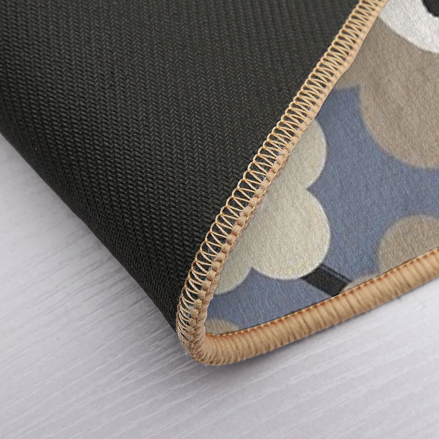Unique Scandinavian Floral Pattern in Gray, Blue And Beige Odorless Bath Mat