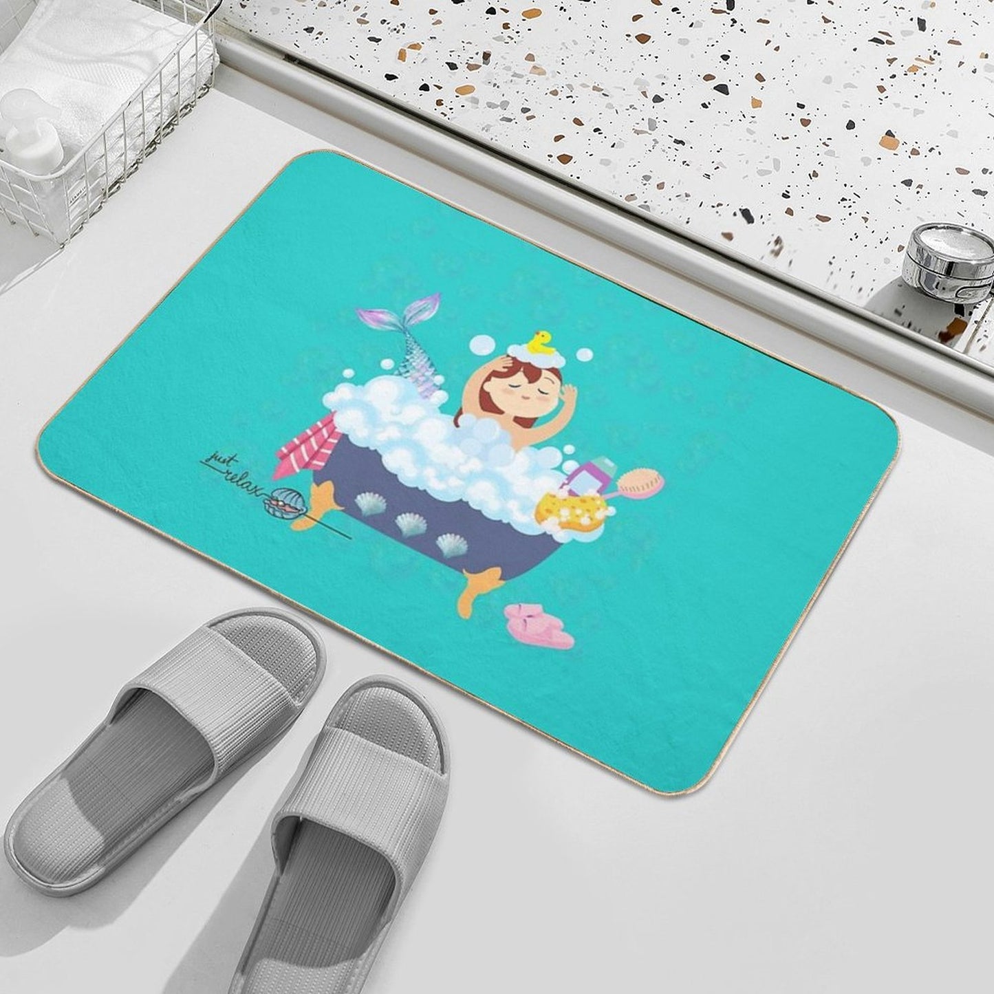 Just Relax Girl in Bathtub Fade-Resistant Bath Mat