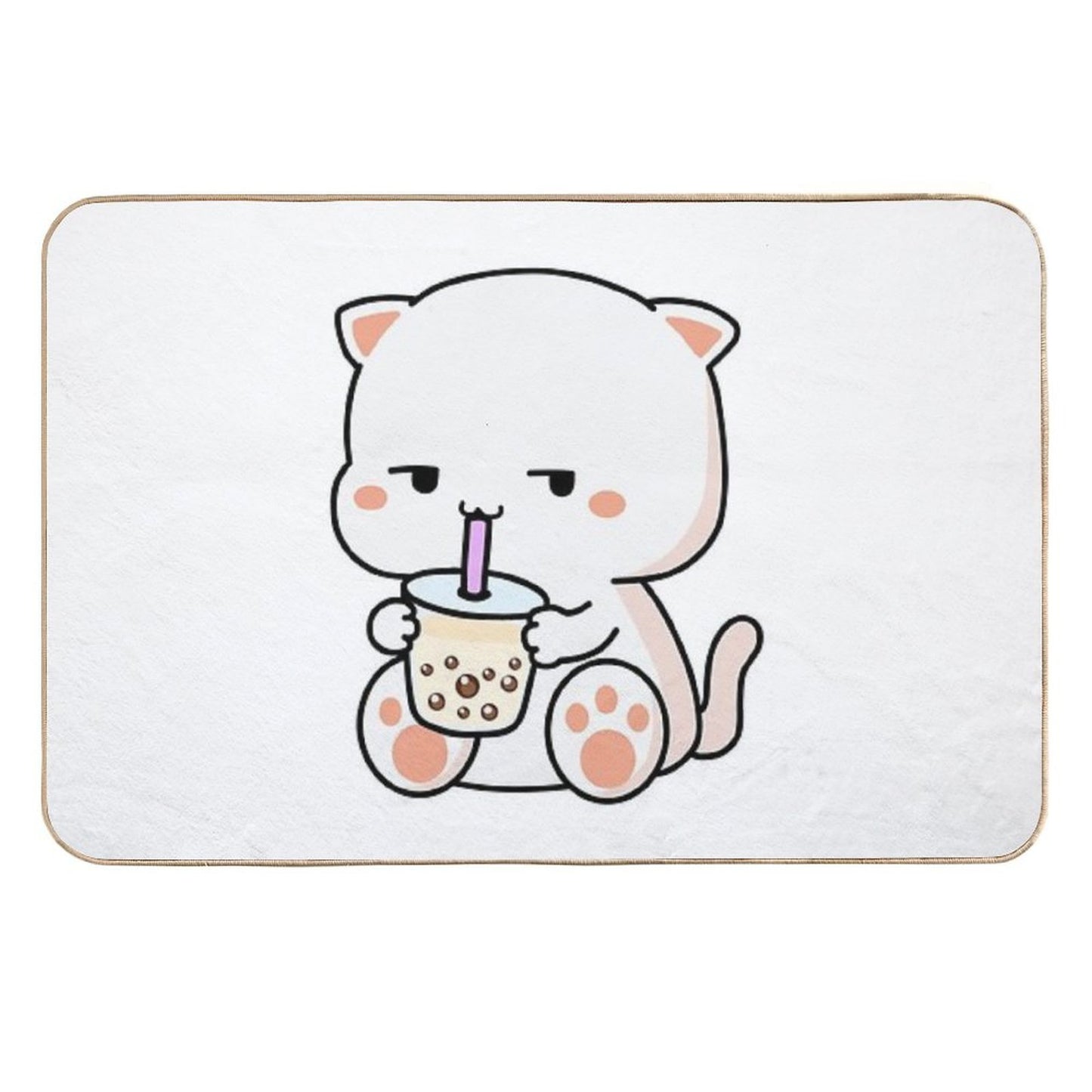 Kitty Loves Boba! Easy To Clean Bath Mat