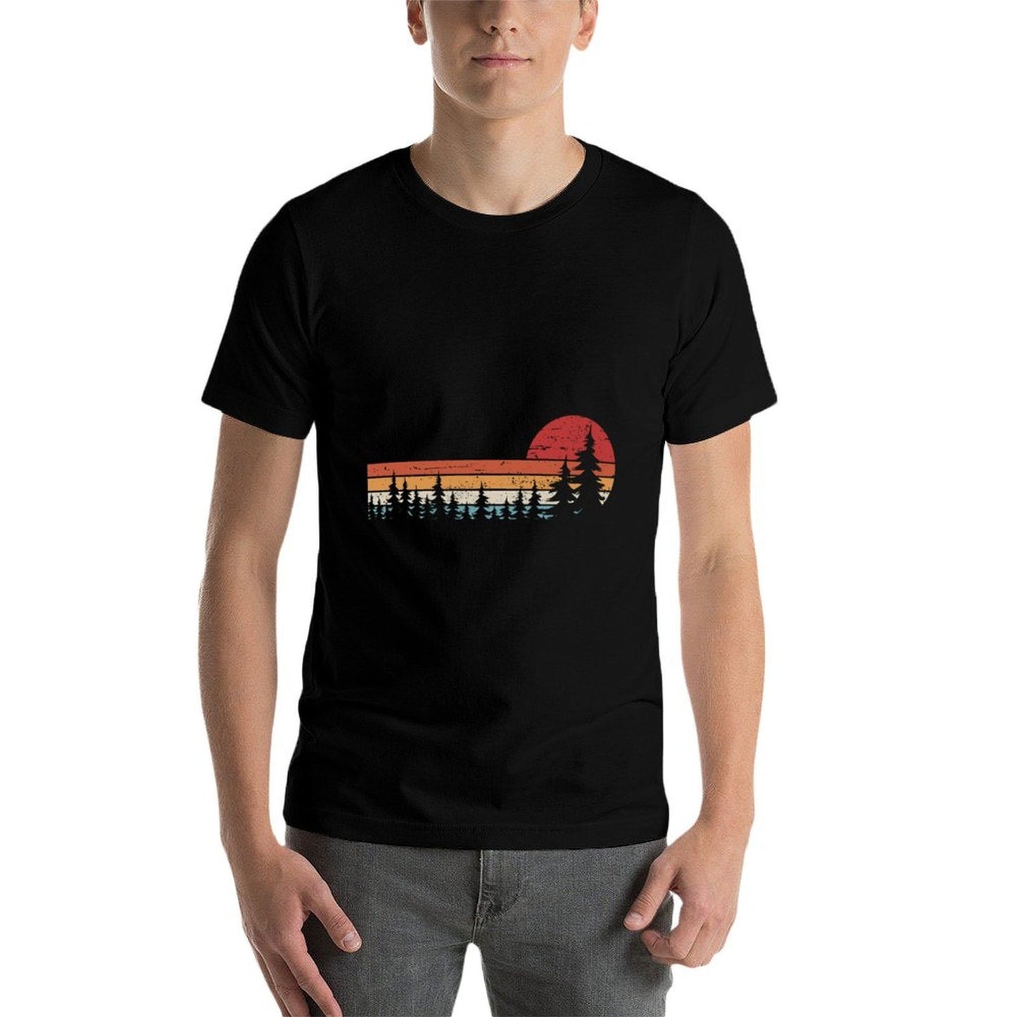 Trees Wildlife Nature Retro Forest Heathered Texture T-Shirt