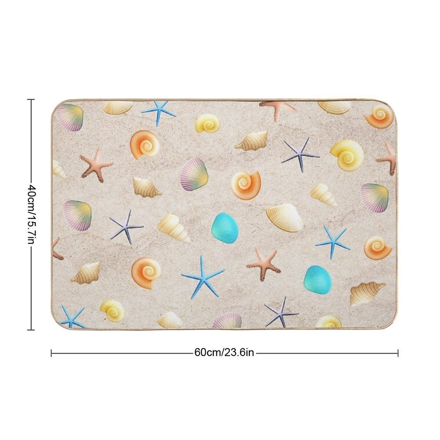 Collection of Shells on Sand And Starfish Stain-Proof Bath Mat