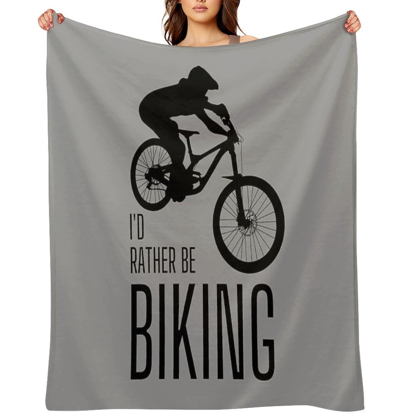 I'd Rather Be Biking. MTB. Mountain Biker. Downhill. Black Lightweight Throw Blanket