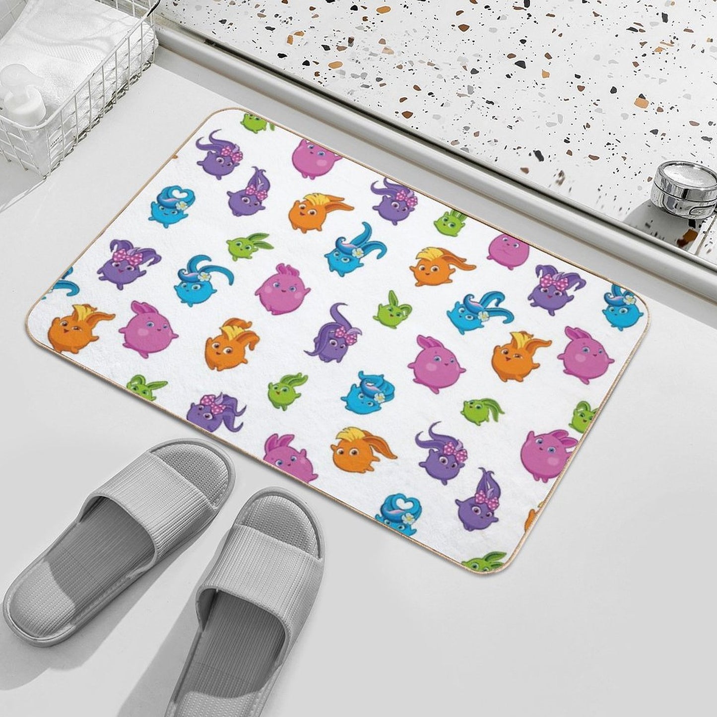 Sunny Bunnies Pattern NEW Stain-Proof Bath Mat