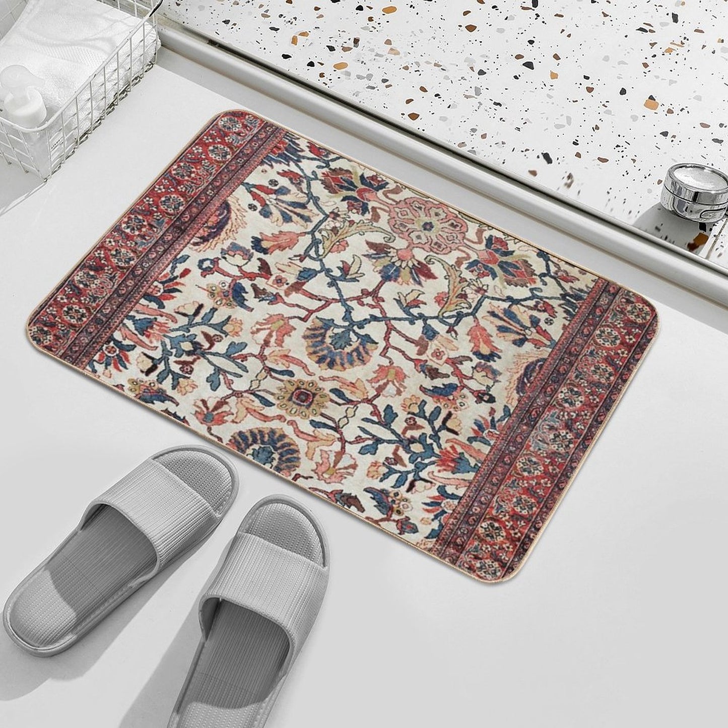 Mahal West Persian Rug Print Slip-Resistant Bath Mat