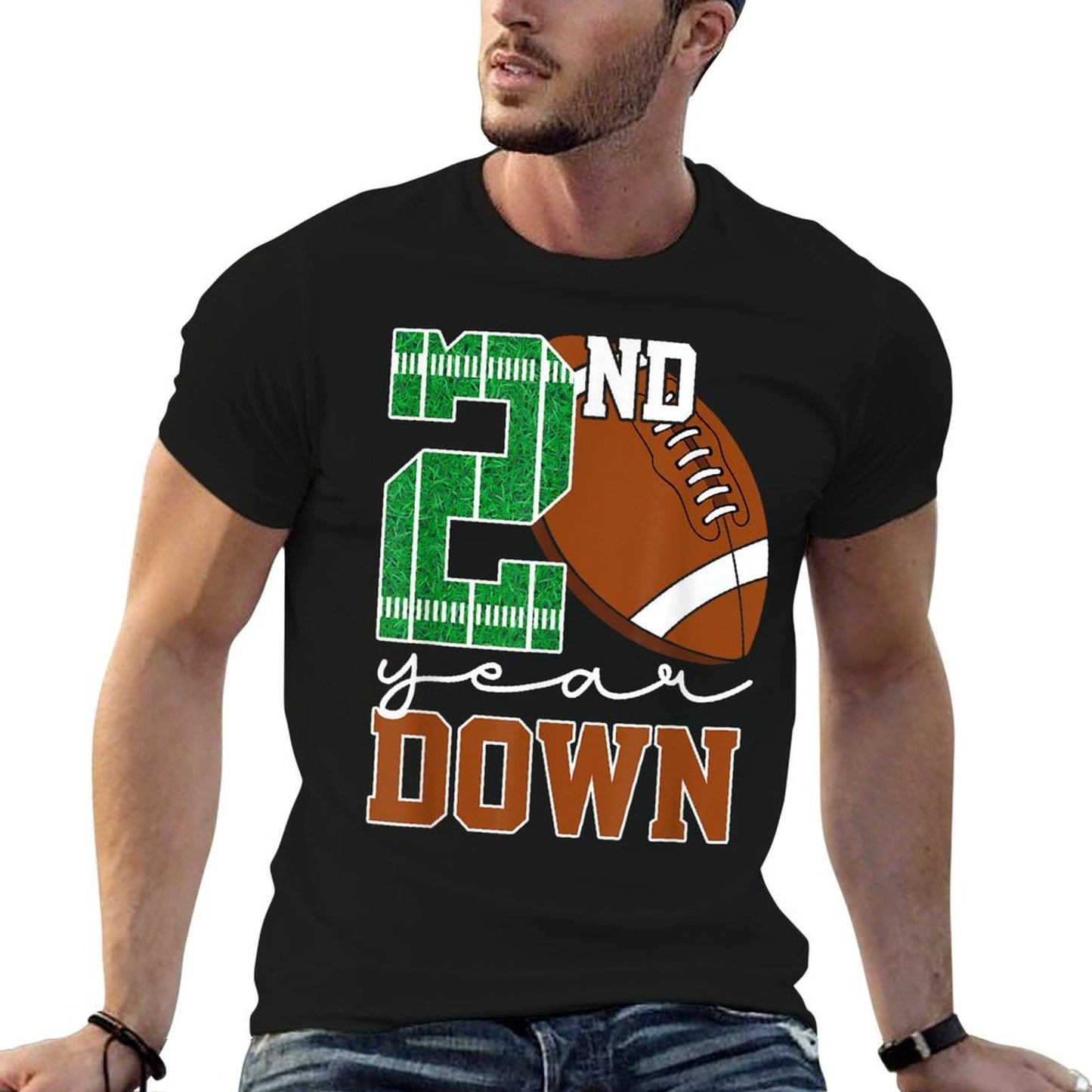 2nd Year Down Football Lover Second Birthday Boy Party Odor-resistant T-Shirt