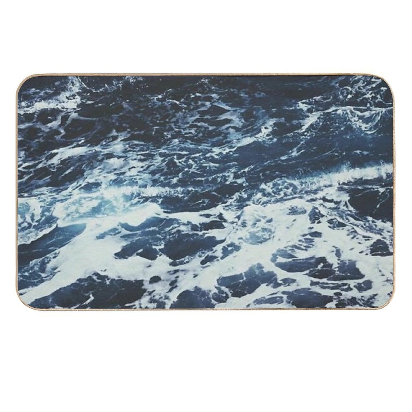 Dark Stormy Ocean Pattern Slip-Resistant Bath Mat